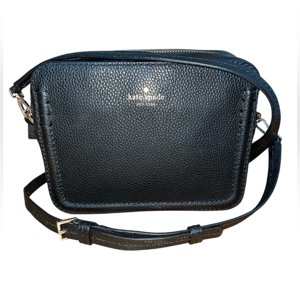 •KATE SPADE•BLACK ORCHARD STREET ARLA  CITY SCAPE PEBBLE LEATHER CROSSBODY BAG